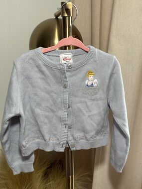 Disney Light Blue Cinderella Embroidered Girls Cardigan Sweater | 4T